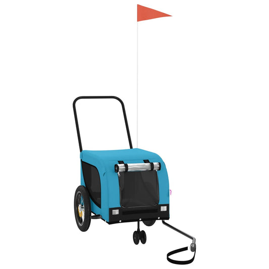 Mājdzīvnieku Velo Piekabe, Zila Ar Melnu, Audums Un Dzelzs