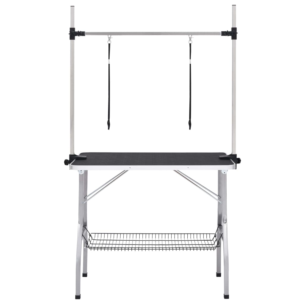 Regulējams Suņu Kopšanas Galds Ar 2 Cilpām Un Grozu