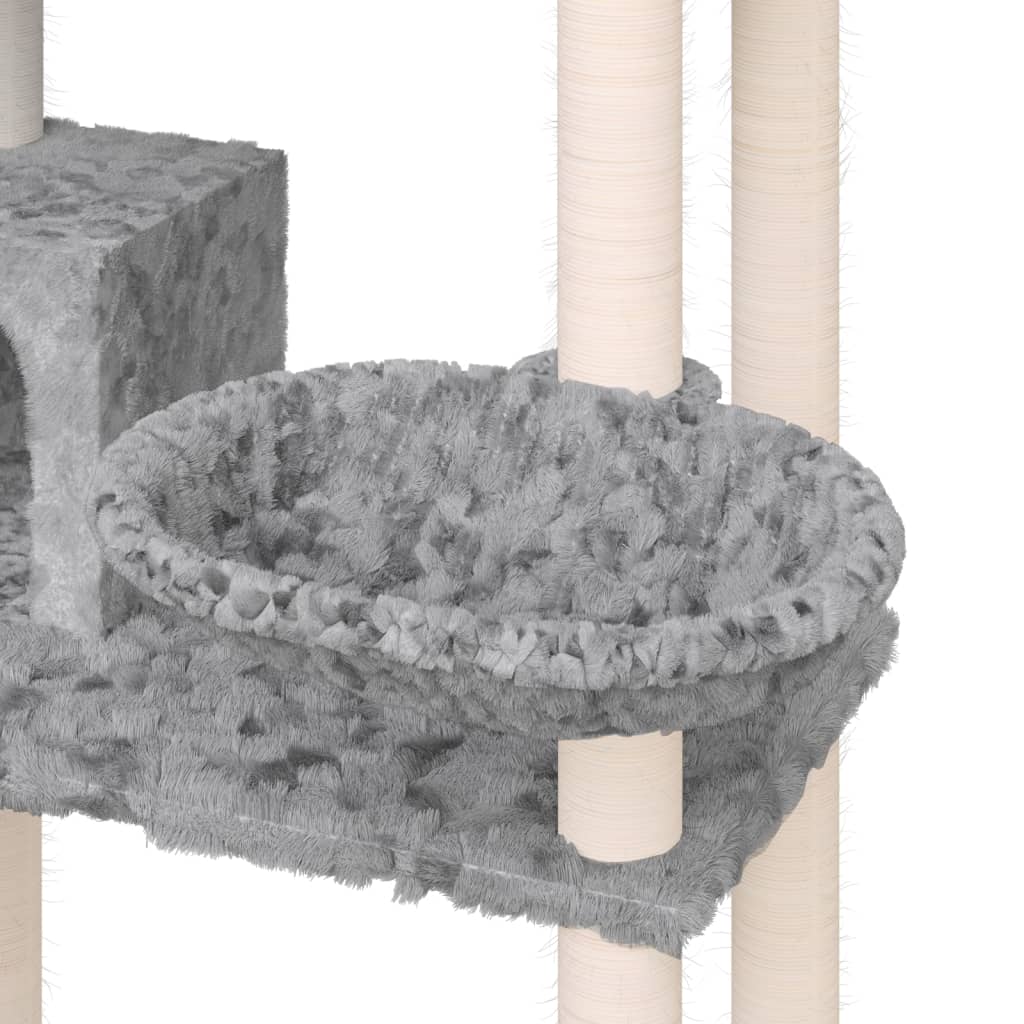 Kaķu Māja Ar Sizala Stabiem Nagu Asināšanai, 131 Cm, Pelēka