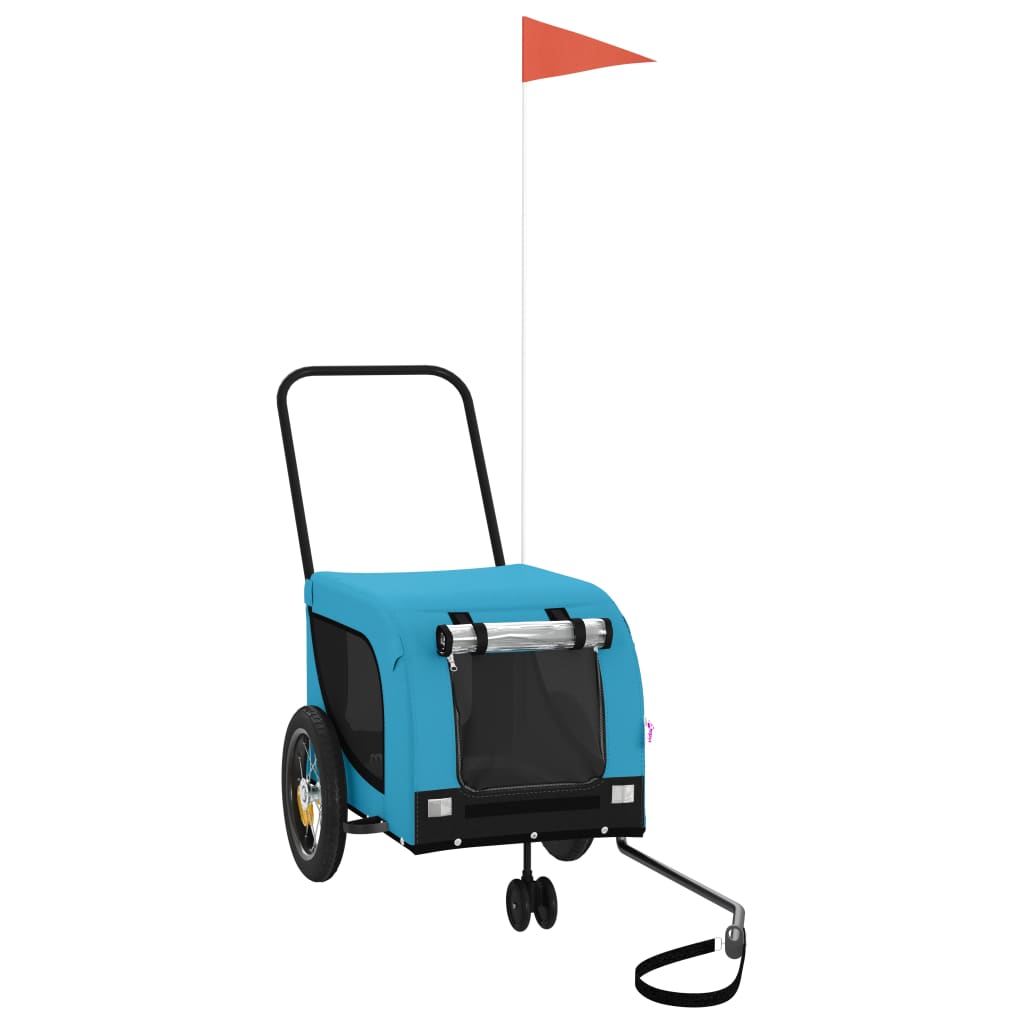 Mājdzīvnieku Velo Piekabe, Zila Ar Melnu, Audums Un Dzelzs