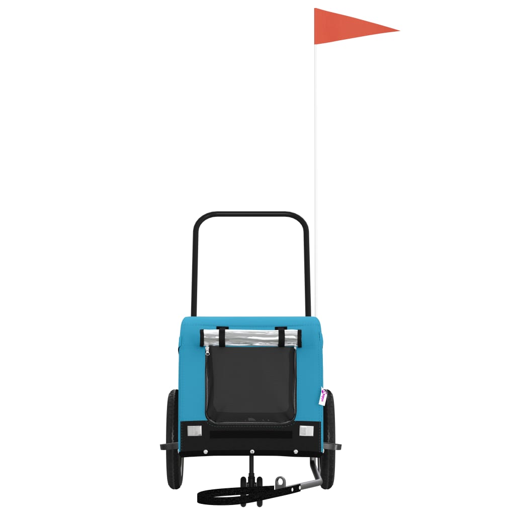 Mājdzīvnieku Velo Piekabe, Zila Ar Melnu, Audums Un Dzelzs