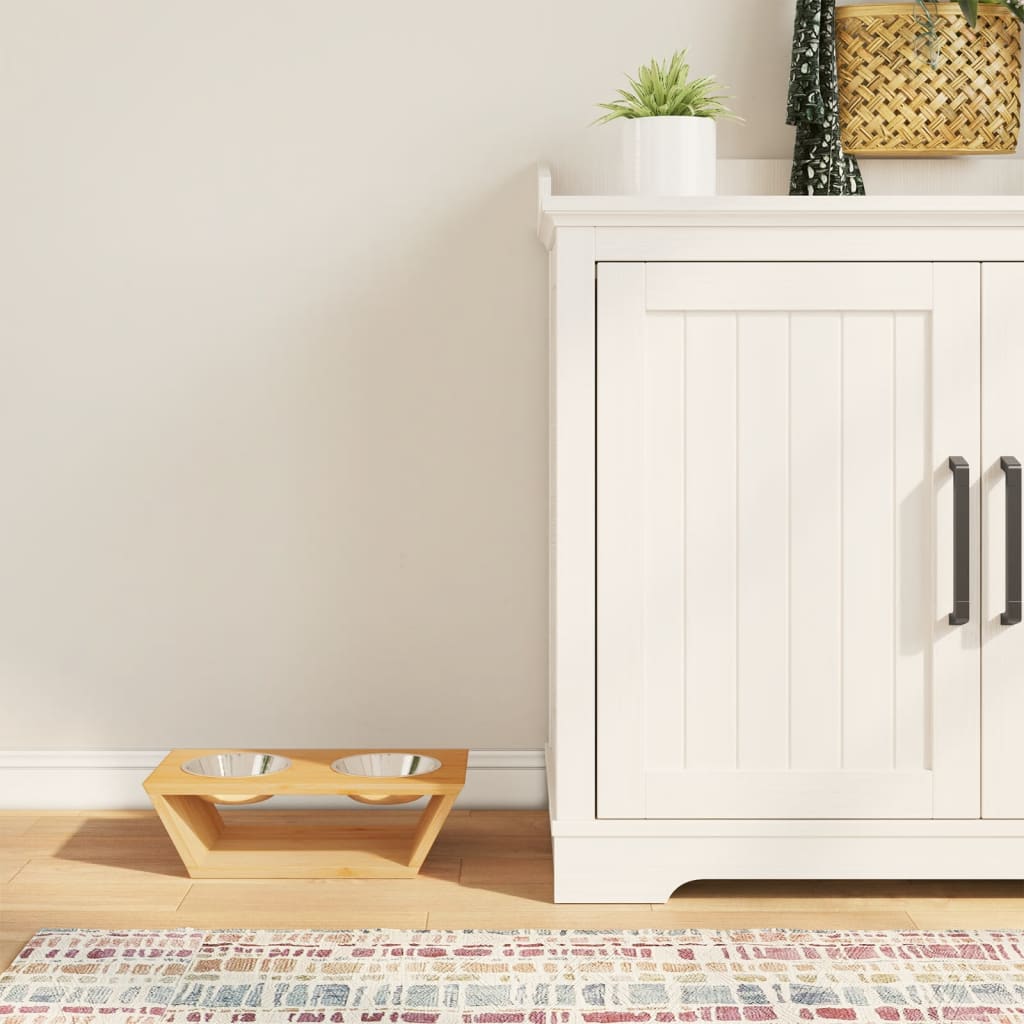 Paaugstinātas Suņu Bļodas, 35,5X18X10,5 Cm, Bambuss